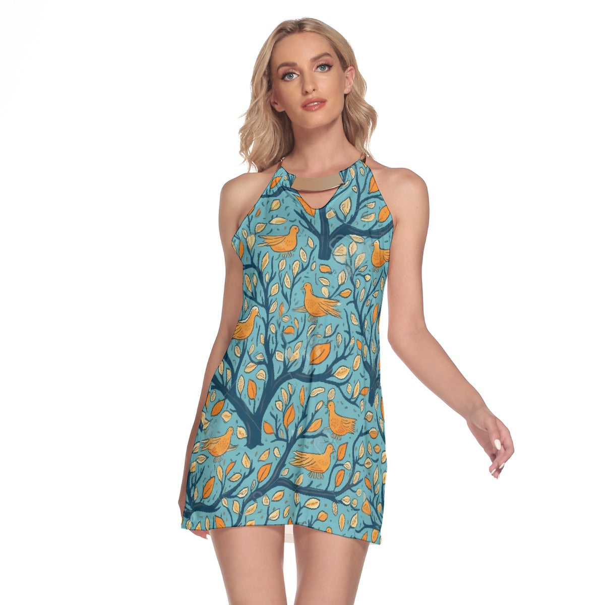 All-Over Print Women's Round Neck Above Knee Dress