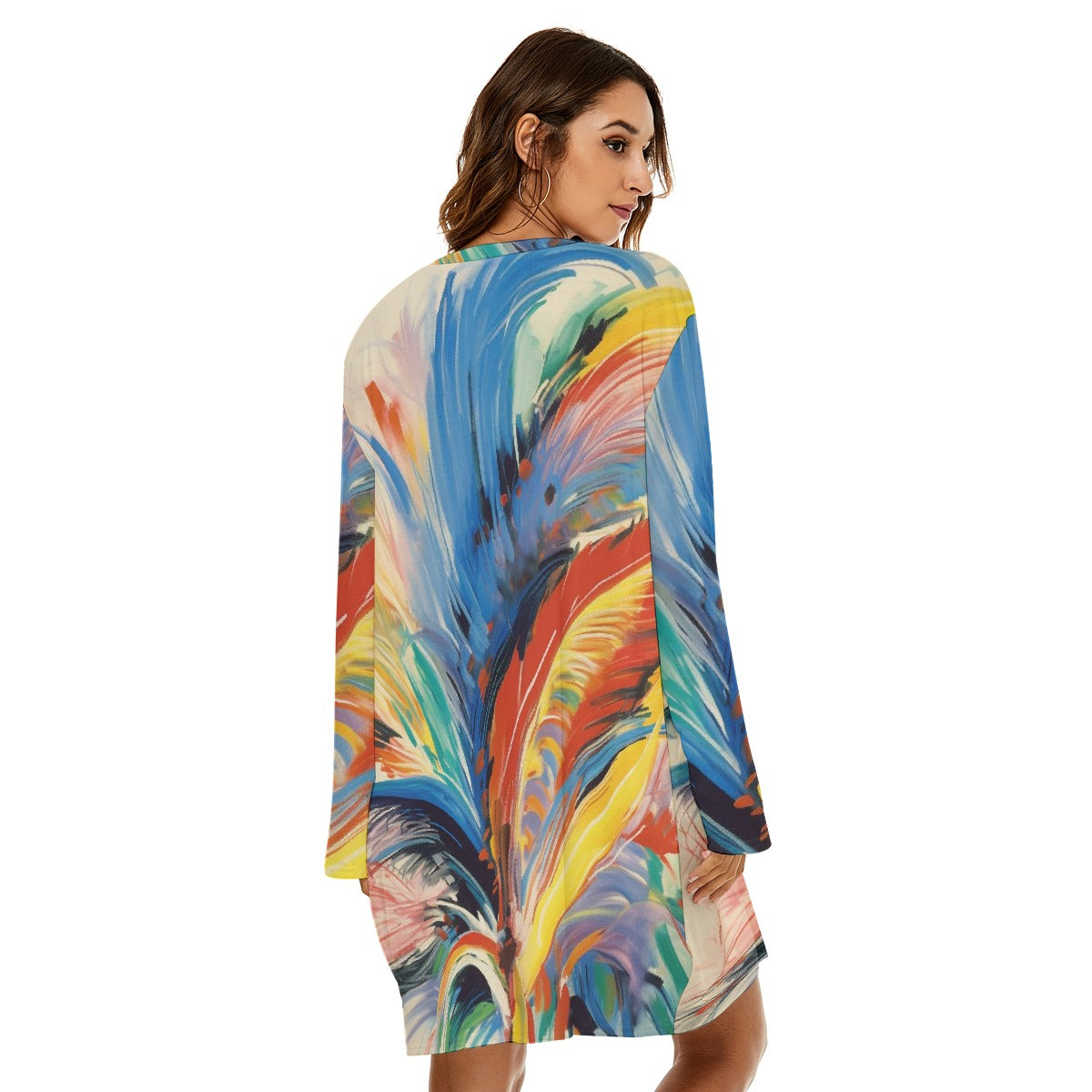 All-Over Print  Women's Loose Crew Neck Dress