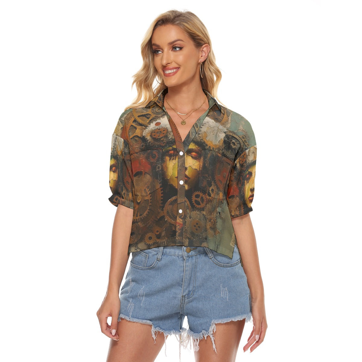 All-Over Print Women's V-neck Shirts