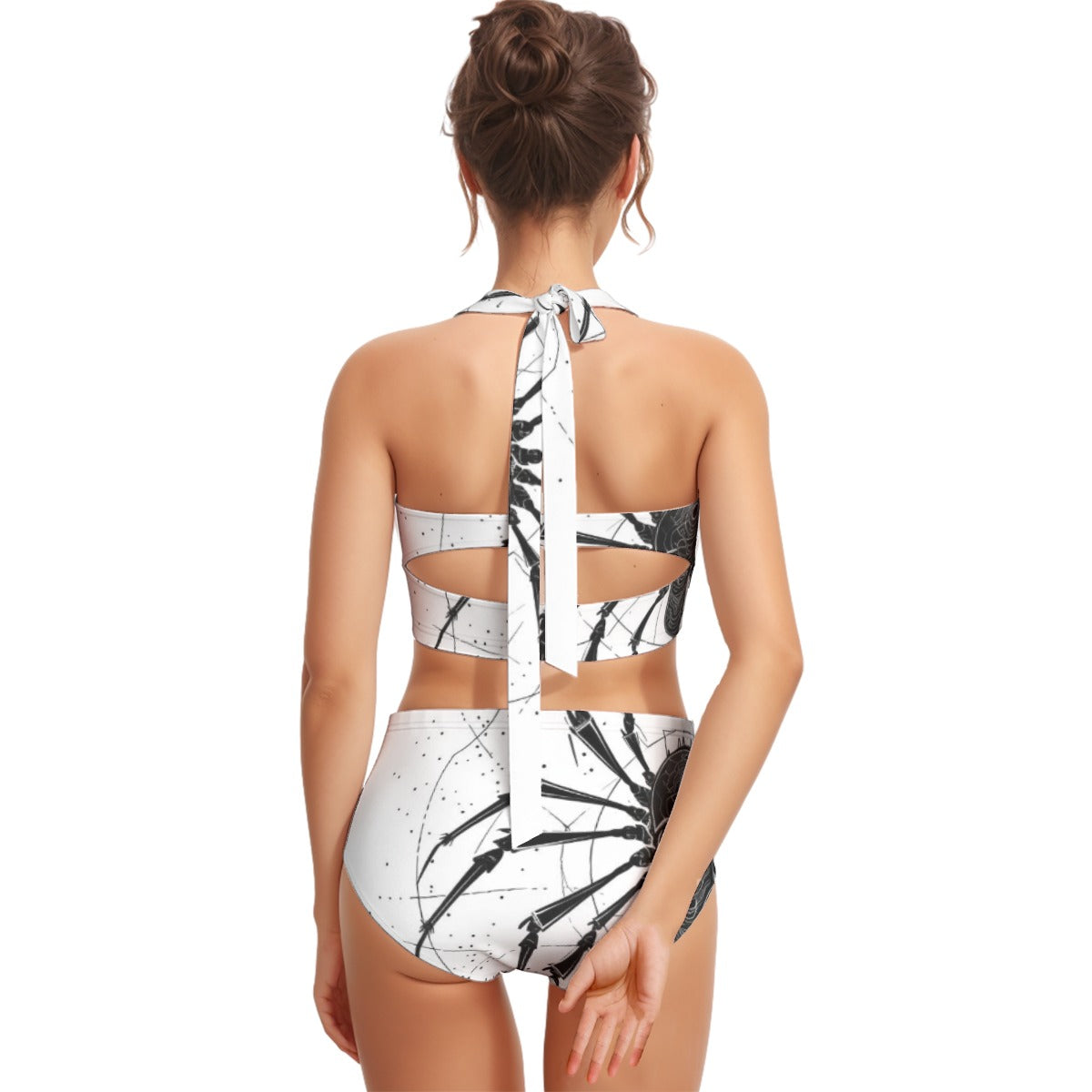 All-Over Print Women's Swimsuit Set With Halter