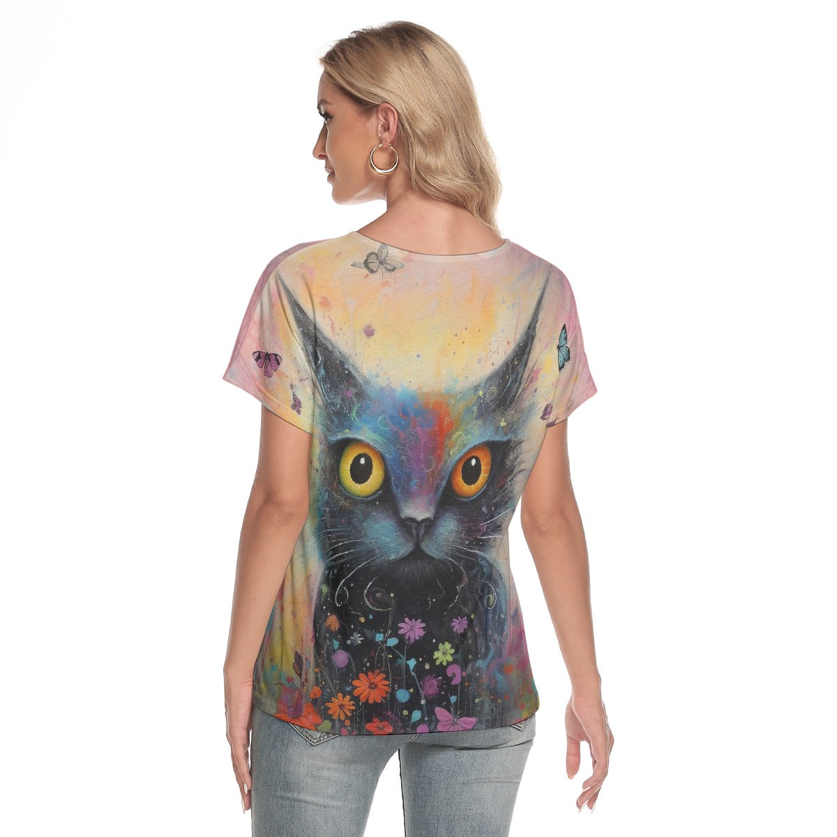 All-Over Print Women's Loose V-neck Short Sleeve T-shirt