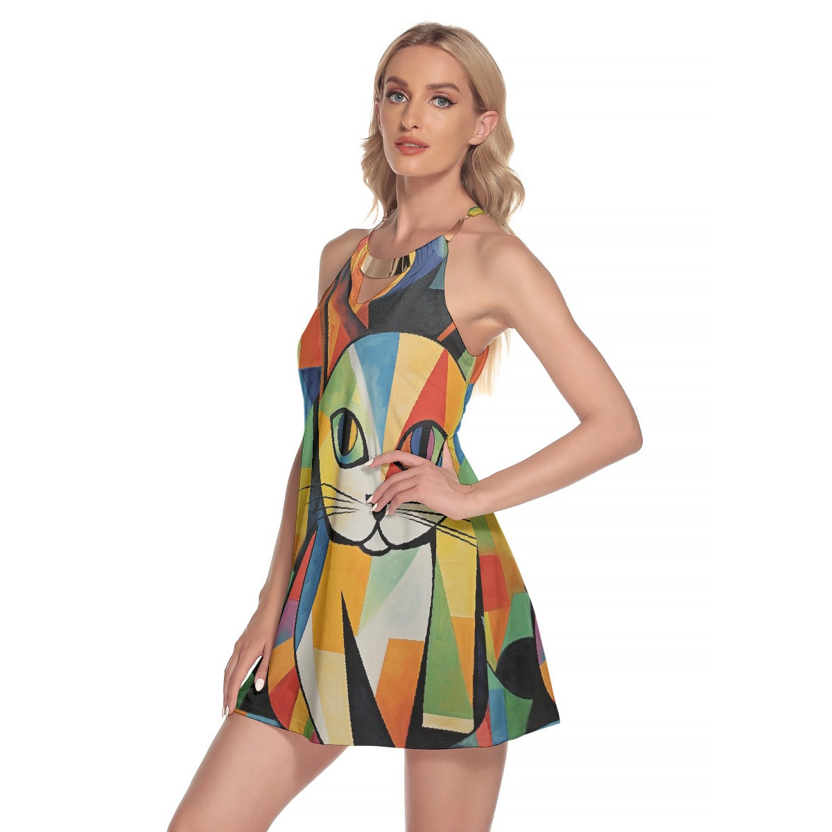 All-Over Print Women's Round Neck Above Knee Dress