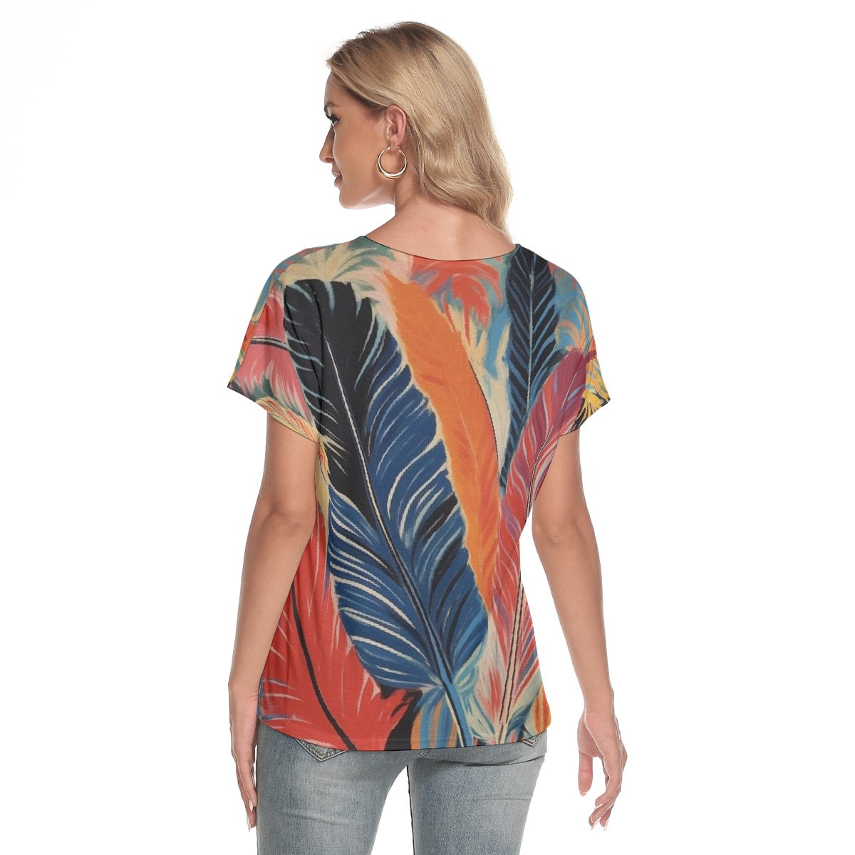 All-Over Print Women's Loose V-neck Short Sleeve T-shirt