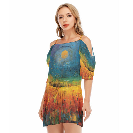 All-Over Print Women's Off-shoulder Cami Dress