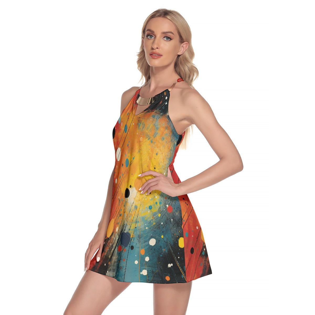 All-Over Print Women's Round Neck Above Knee Dress