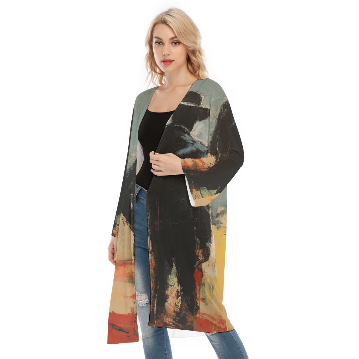 All- Over Print Women's Long Sleeve Mesh Cardigan