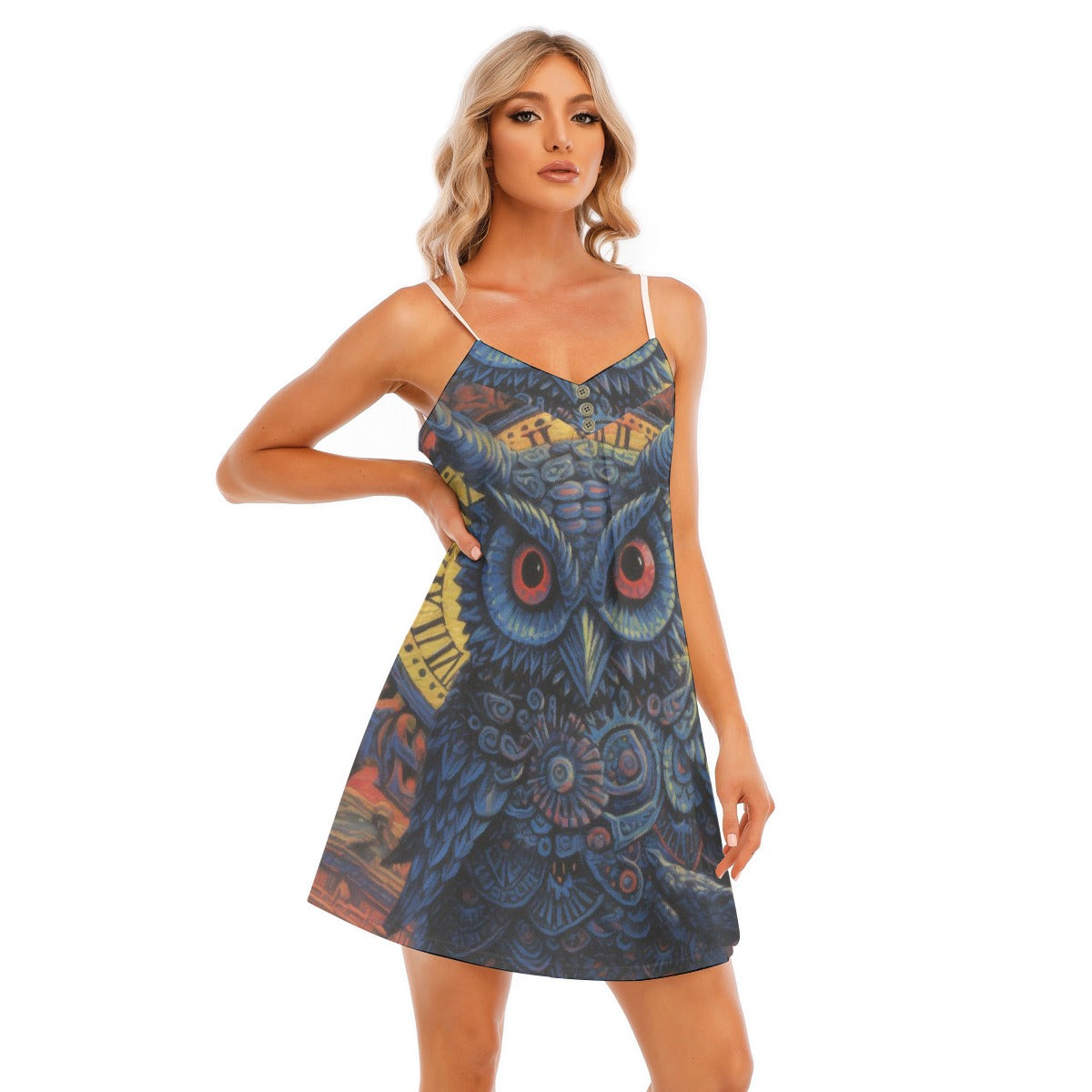 All-Over Print Women's V-neck Cami Dress