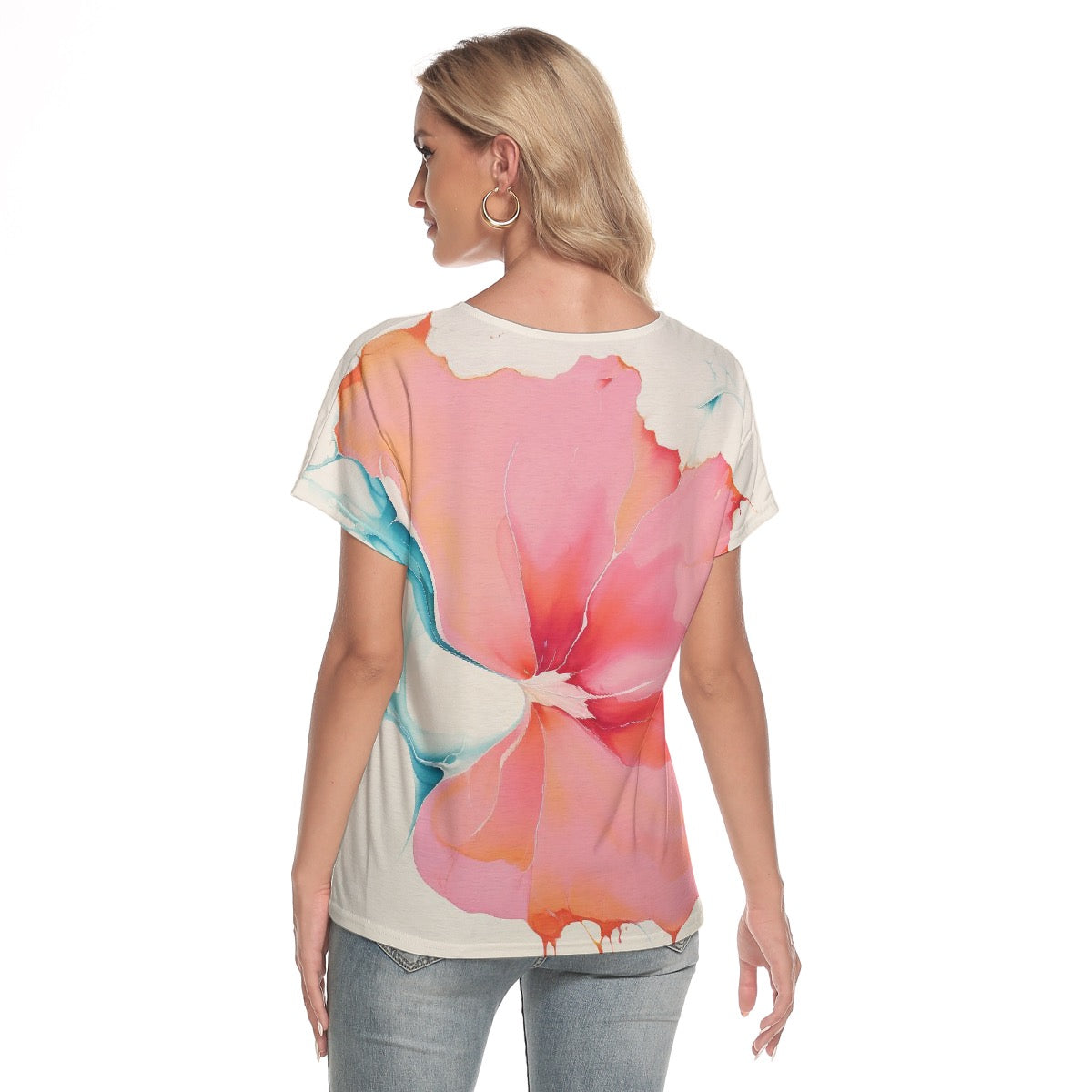 All-Over Print Women's Loose V-neck Short Sleeve T-shirt