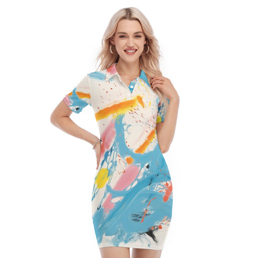 All-Over Print Women's Polo Collar Dress