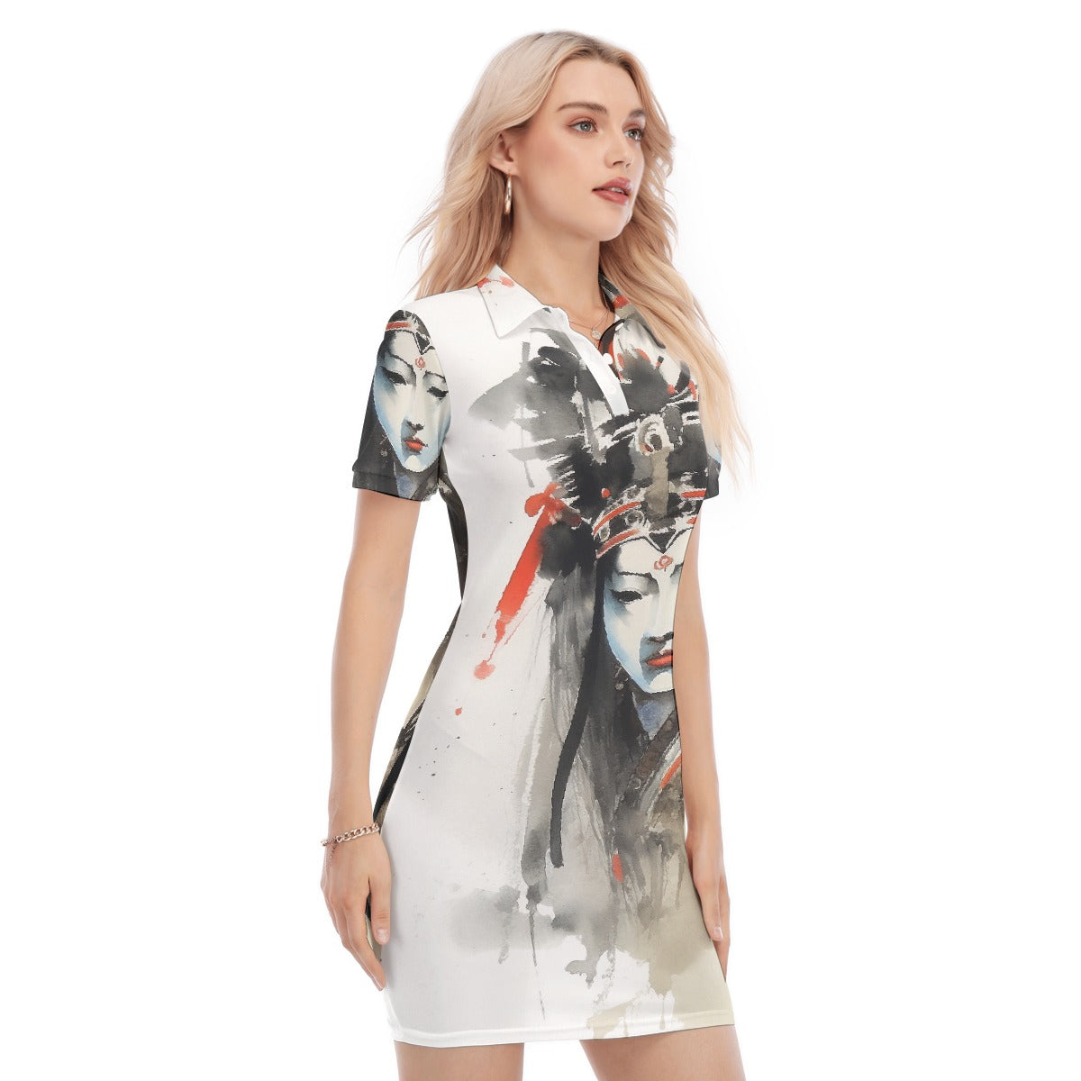 All-Over Print Women's Polo Collar Dress