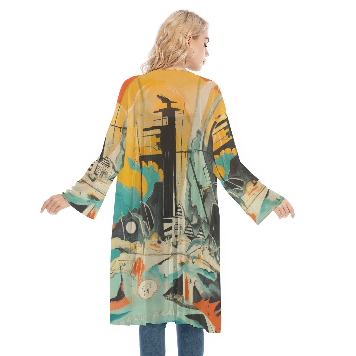 All- Over Print Women's Long Sleeve Mesh Cardigan