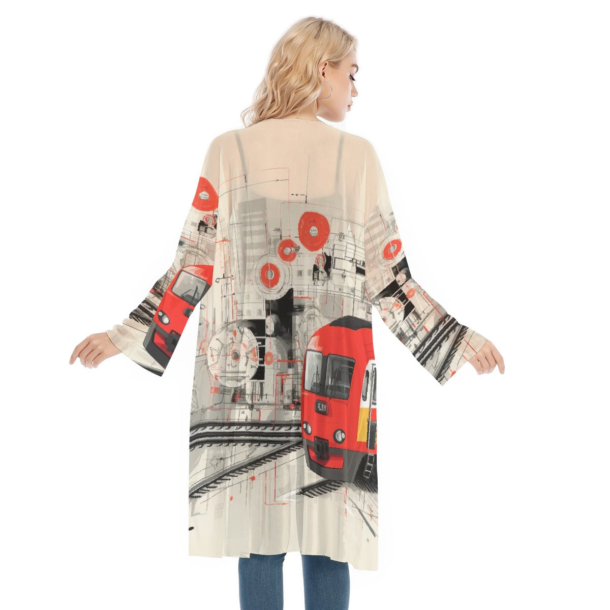 All- Over Print Women's Long Sleeve Mesh Cardigan