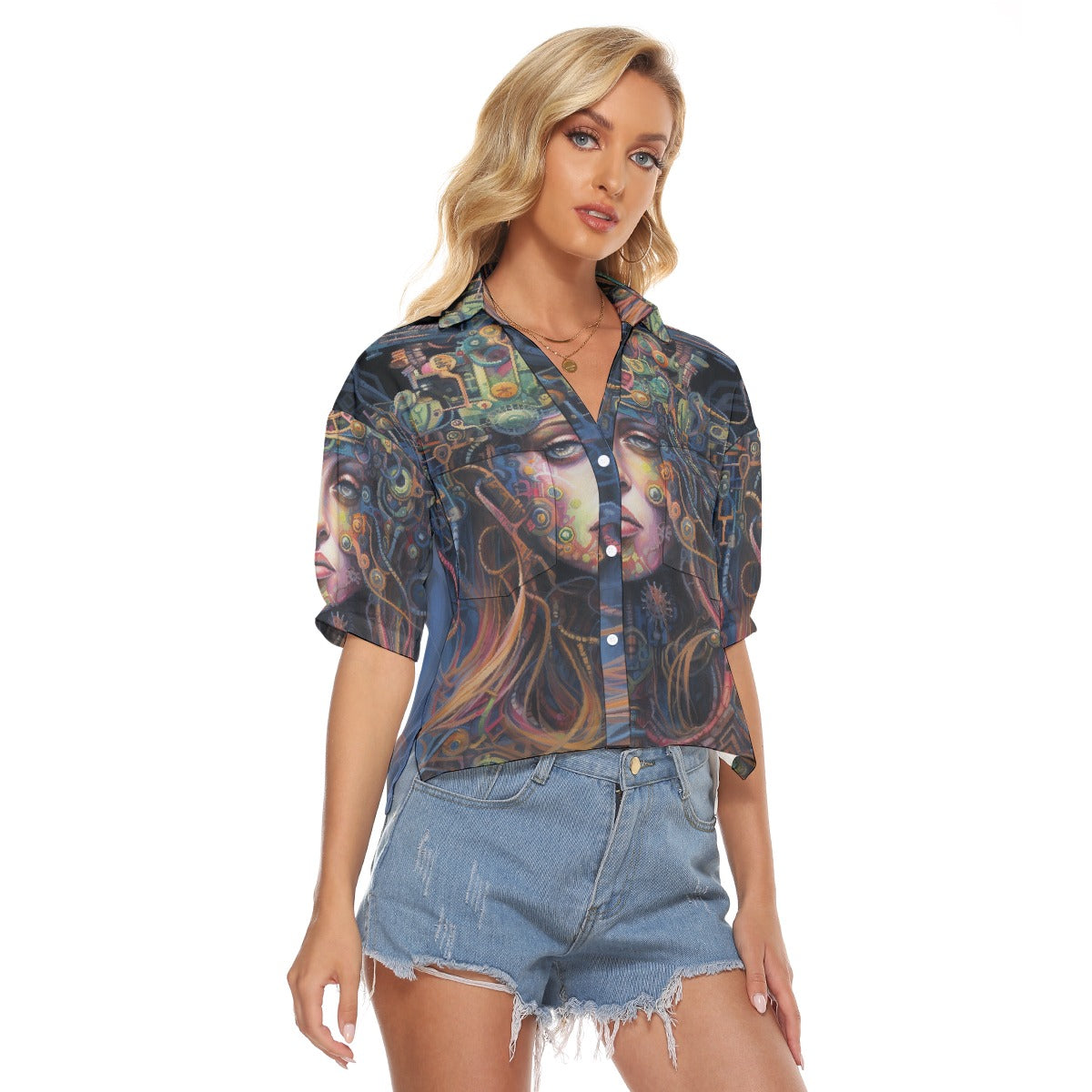 All-Over Print Women's V-neck Shirts