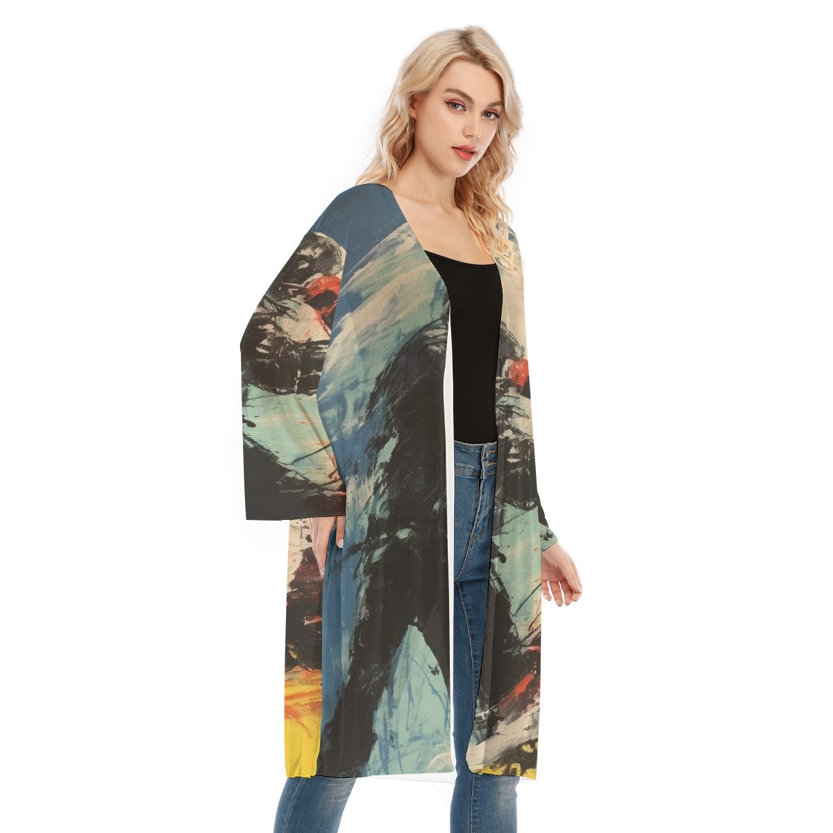 All- Over Print Women's Long Sleeve Mesh Cardigan