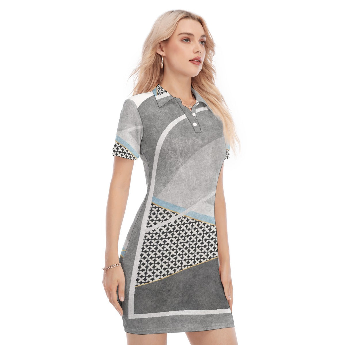 All-Over Print Women's Polo Collar Dress