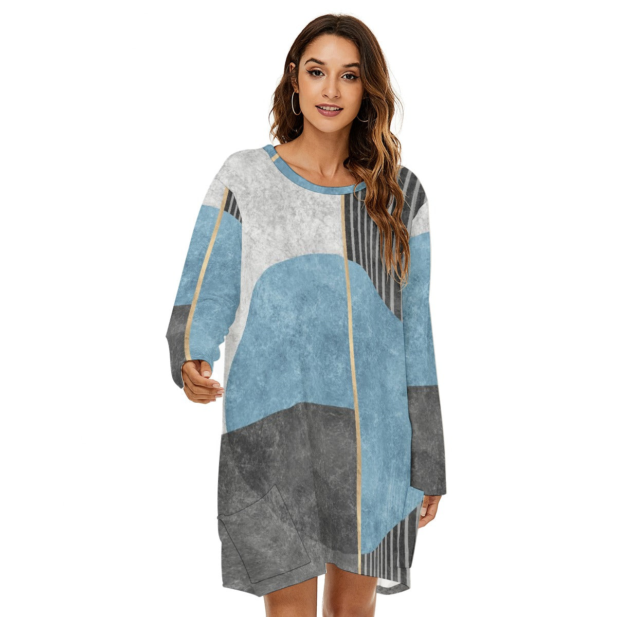 All-Over Print  Women's Loose Crew Neck Dress