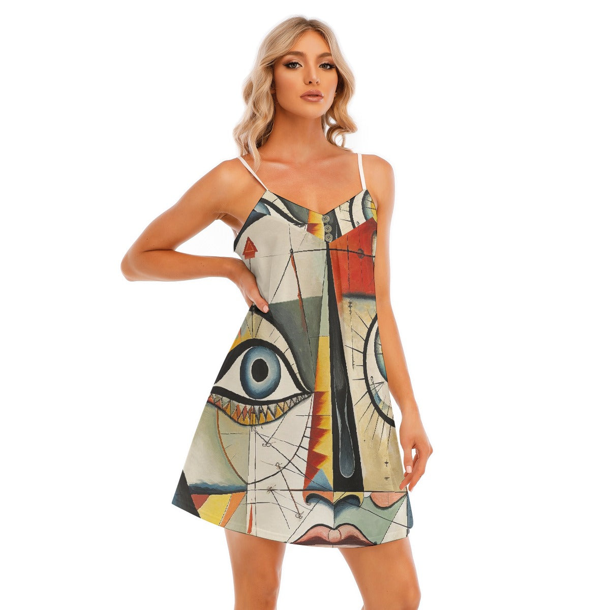 All-Over Print Women's V-neck Cami Dress