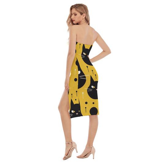 All-Over Print Women's Side Split Tube Top Dress