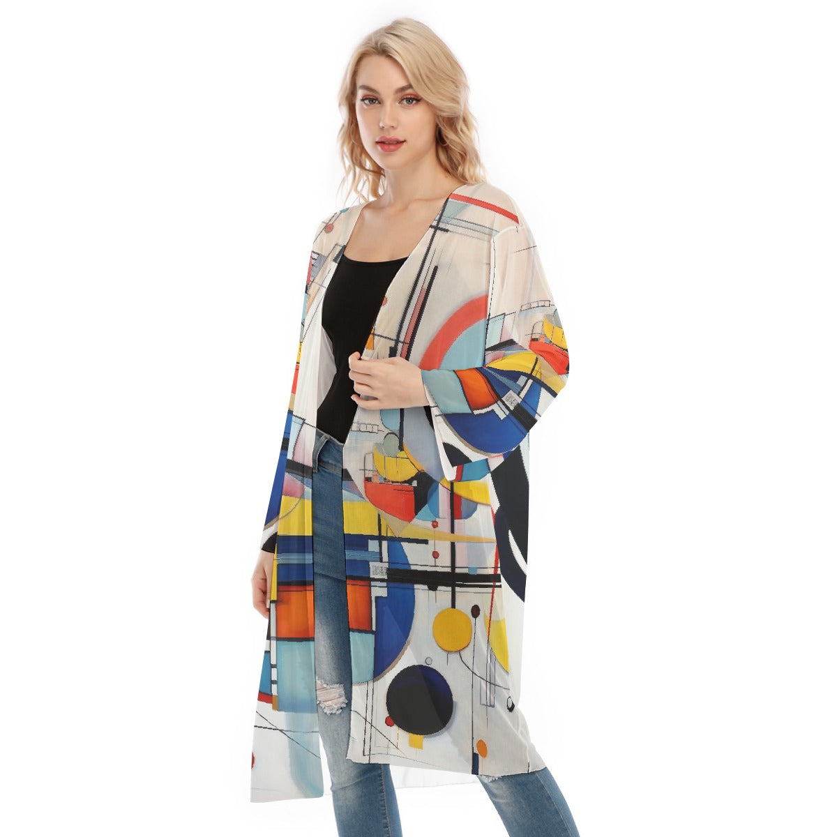 All- Over Print Women's Long Sleeve Mesh Cardigan