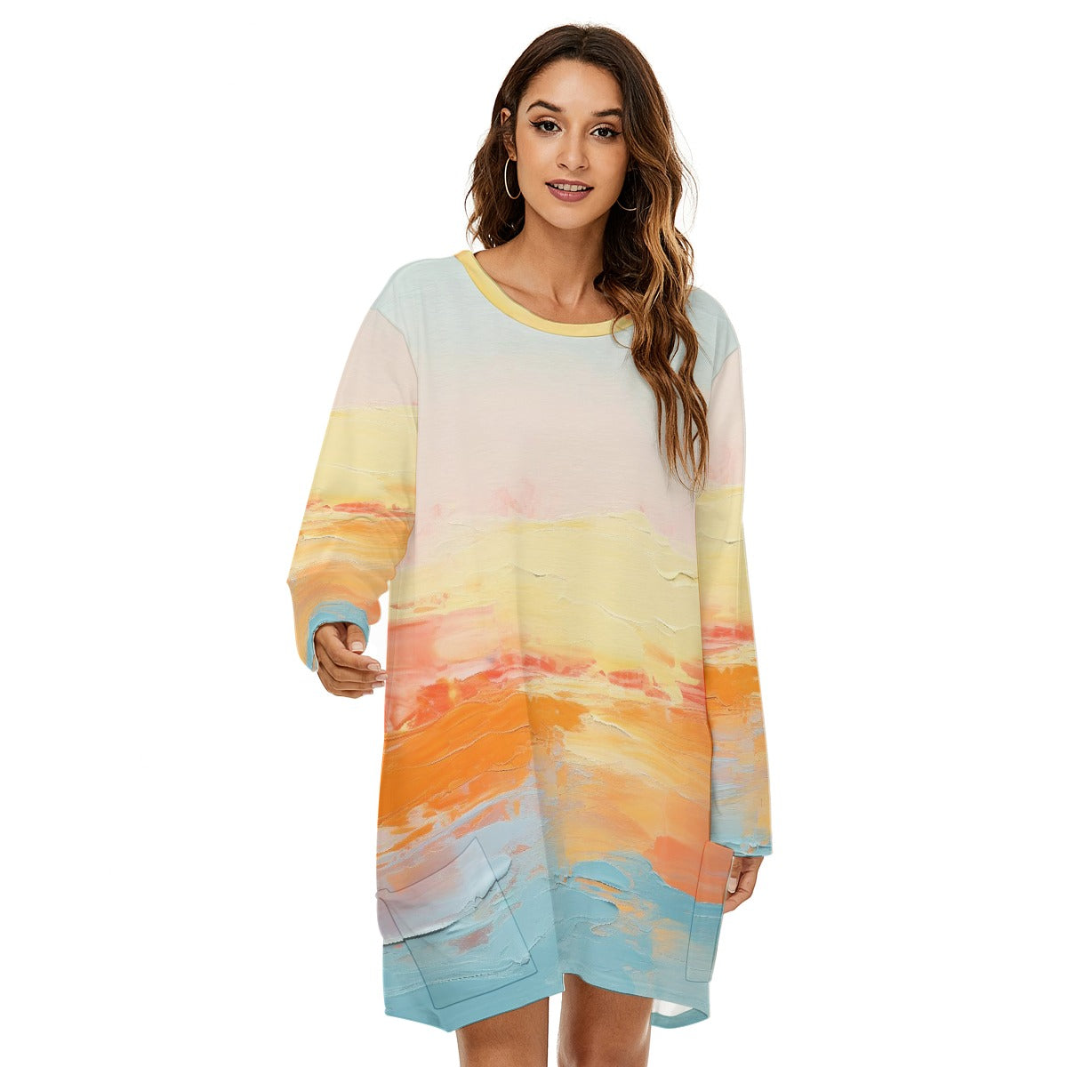 All-Over Print  Women's Loose Crew Neck Dress