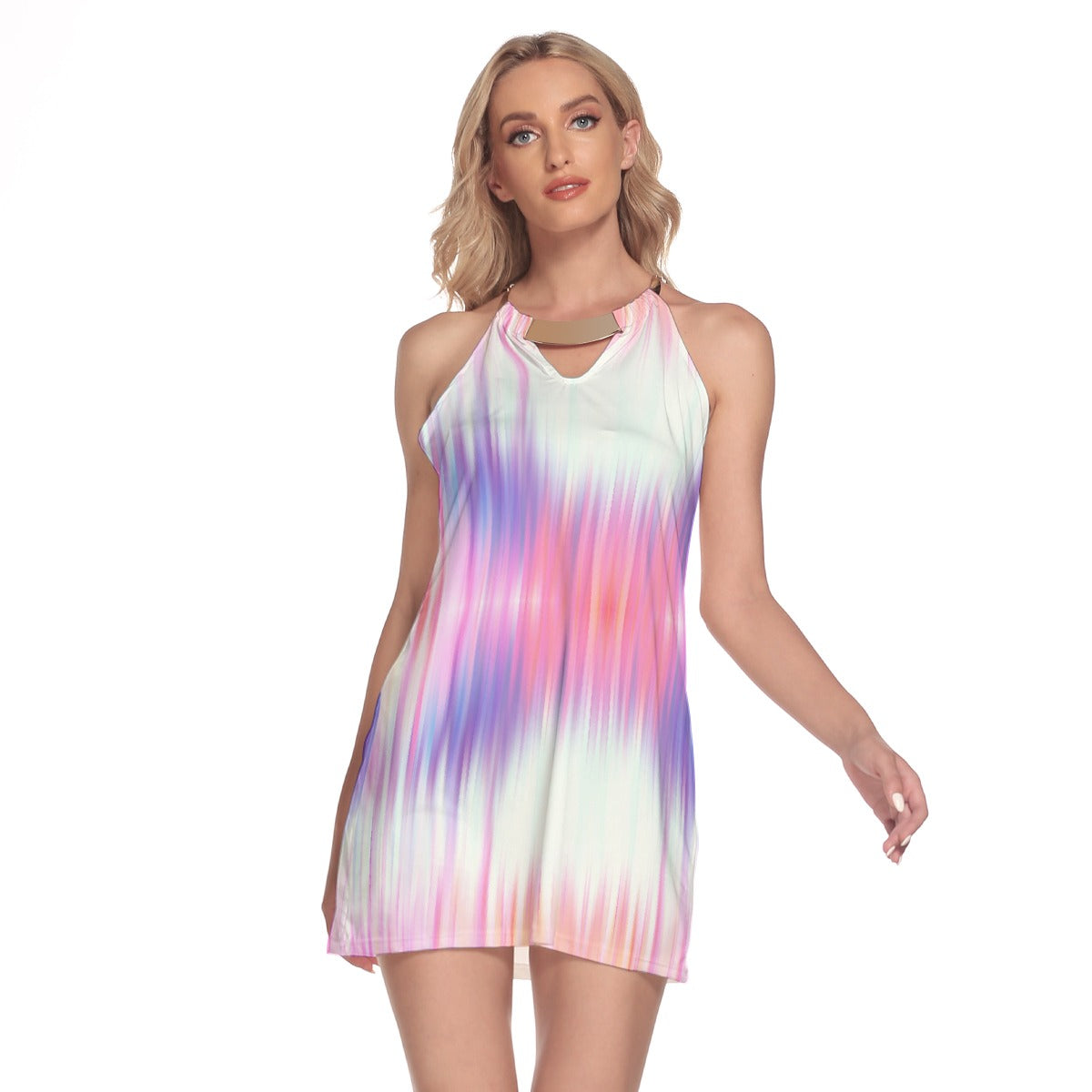 All-Over Print Women's Round Neck Above Knee Dress