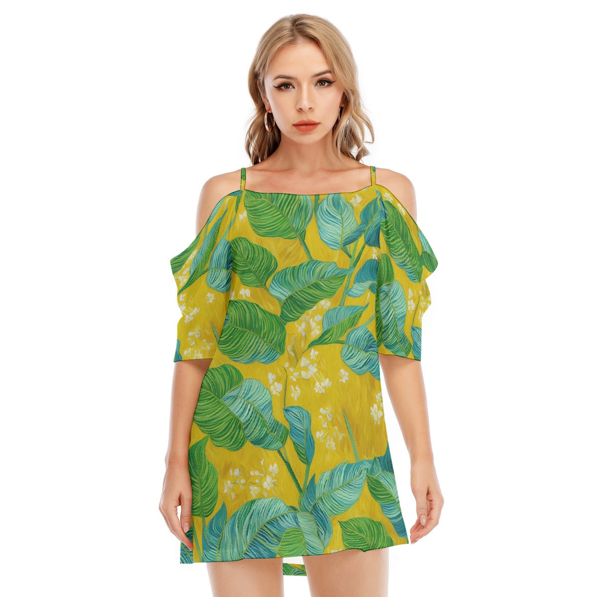 All-Over Print Women's Off-shoulder Cami Dress