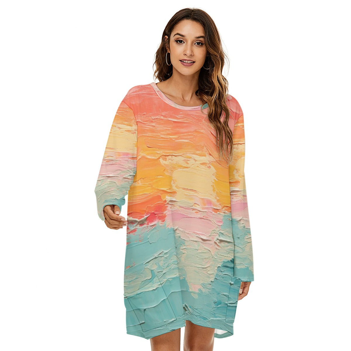 All-Over Print  Women's Loose Crew Neck Dress