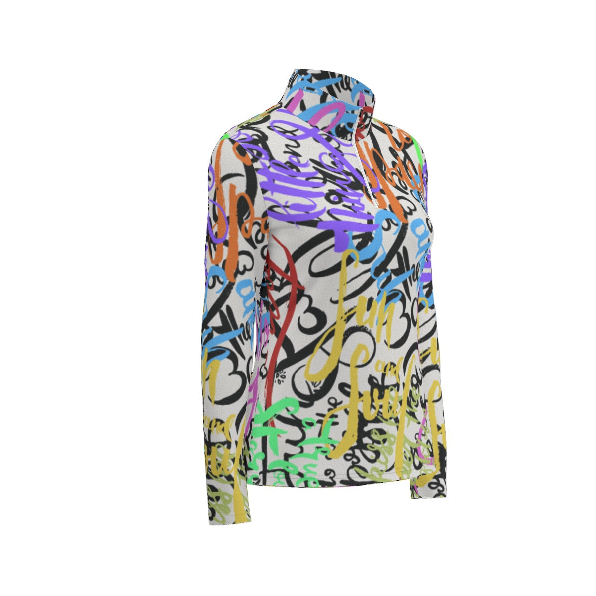 All-Over Print Women's Sports Collar Jersey With Long Sleeve