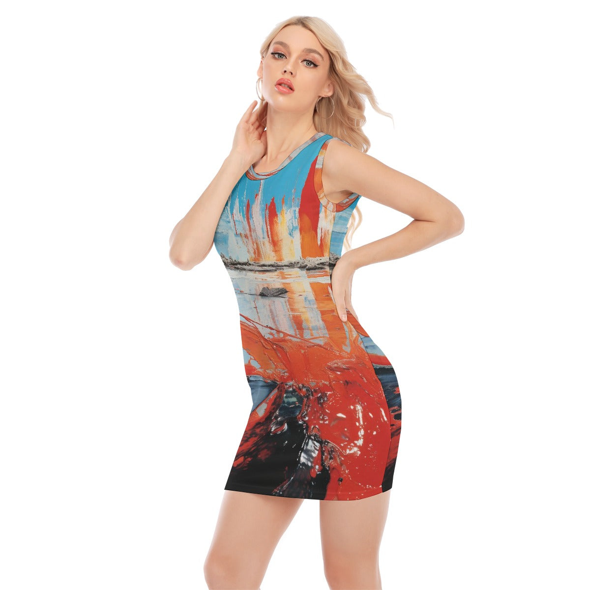 All-Over Print Women's O-neck Sleeveless Hip Skirt