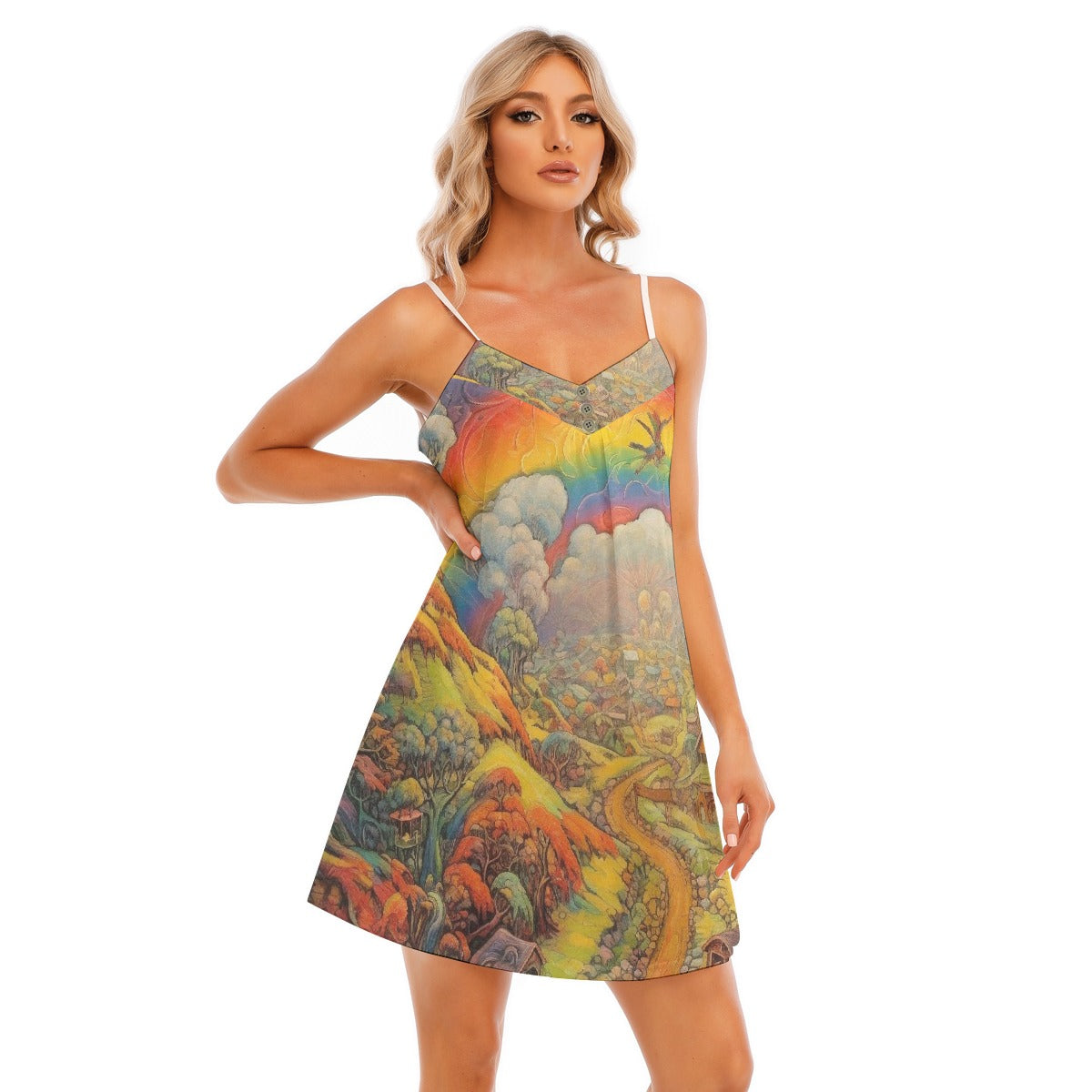 All-Over Print Women's V-neck Cami Dress