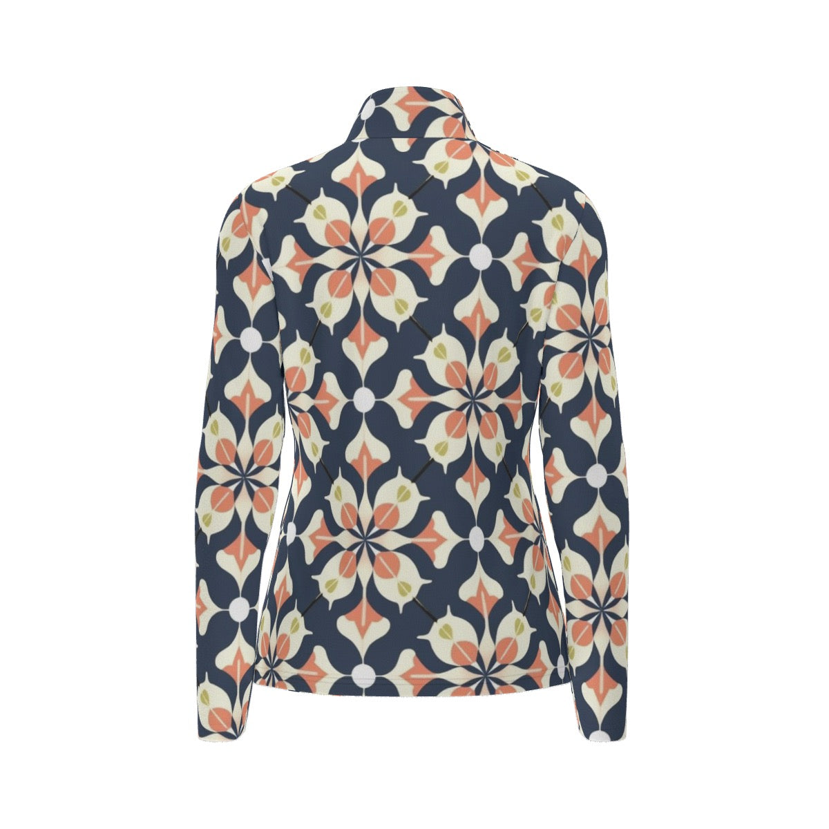 All-Over Print Women's Sports Collar Jersey With Long Sleeve