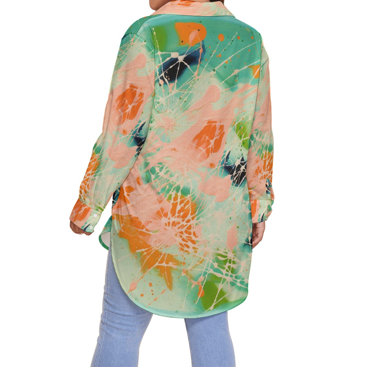 All-Over Print Women's Shirt With Long Sleeve(Plus Size)