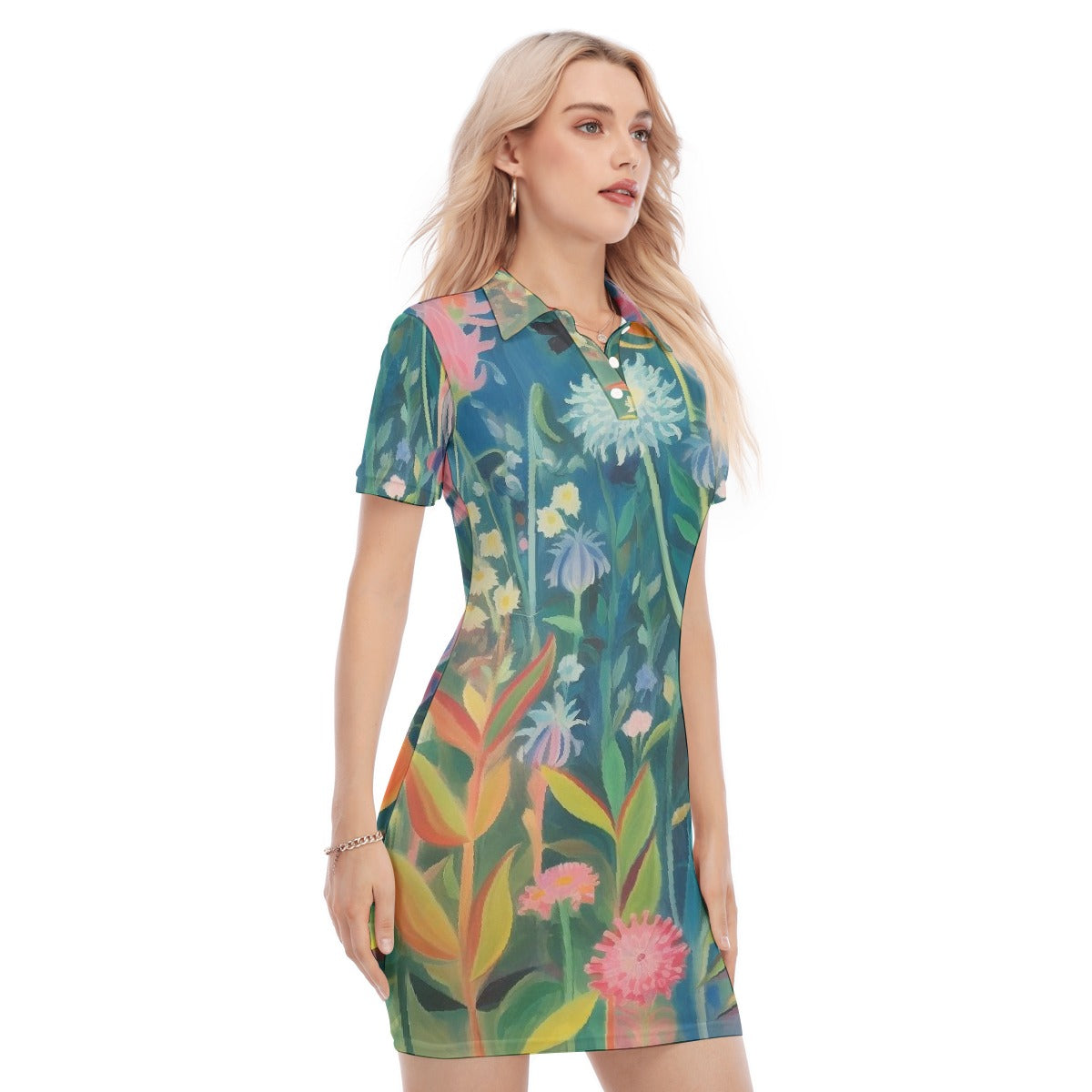 All-Over Print Women's Polo Collar Dress