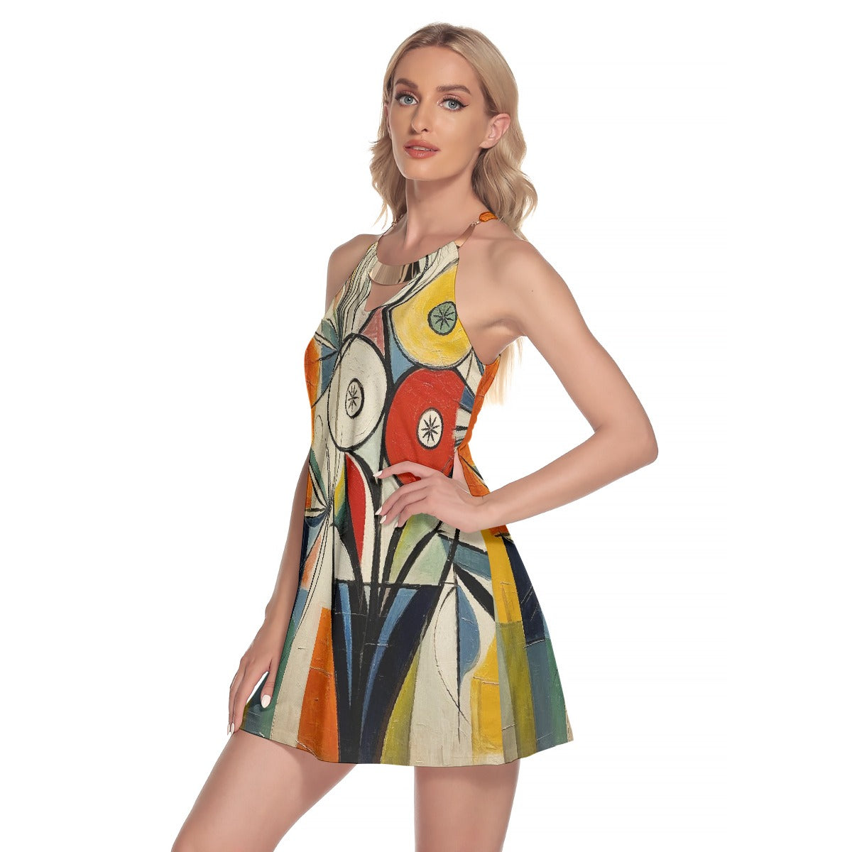 All-Over Print Women's Round Neck Above Knee Dress