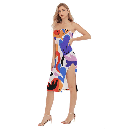 All-Over Print Women's Side Split Tube Top Dress