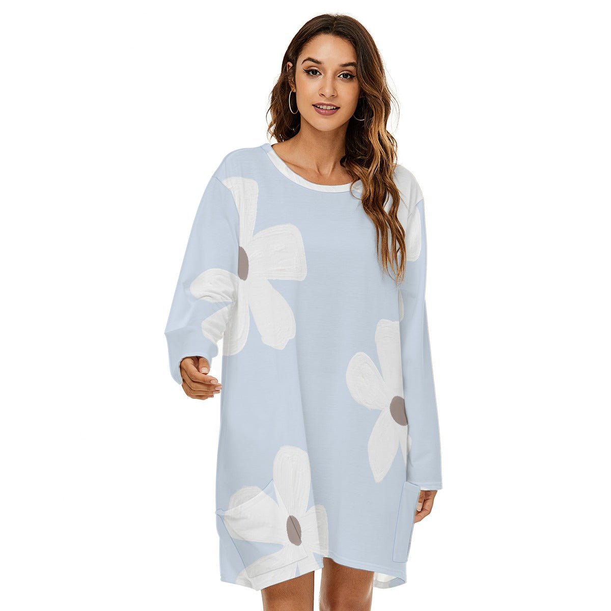 All-Over Print  Women's Loose Crew Neck Dress