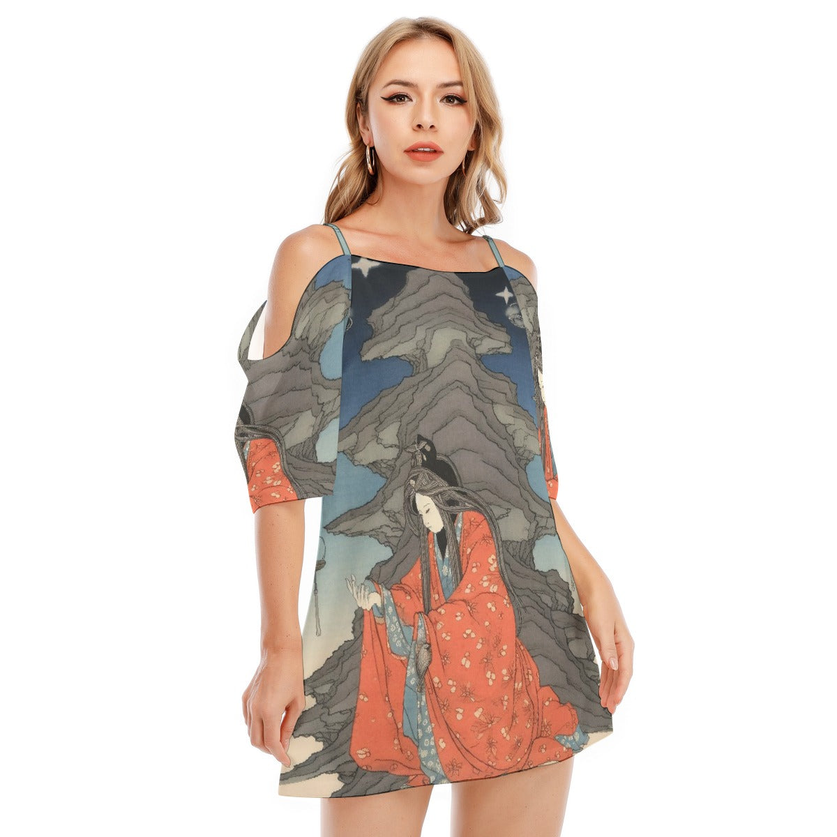 All-Over Print Women's Off-shoulder Cami Dress