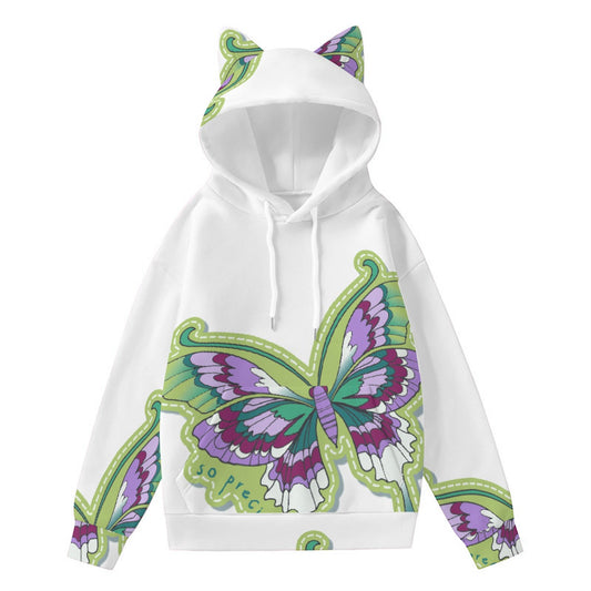 All-Over Print Women’s Hoodie With Decorative Ears