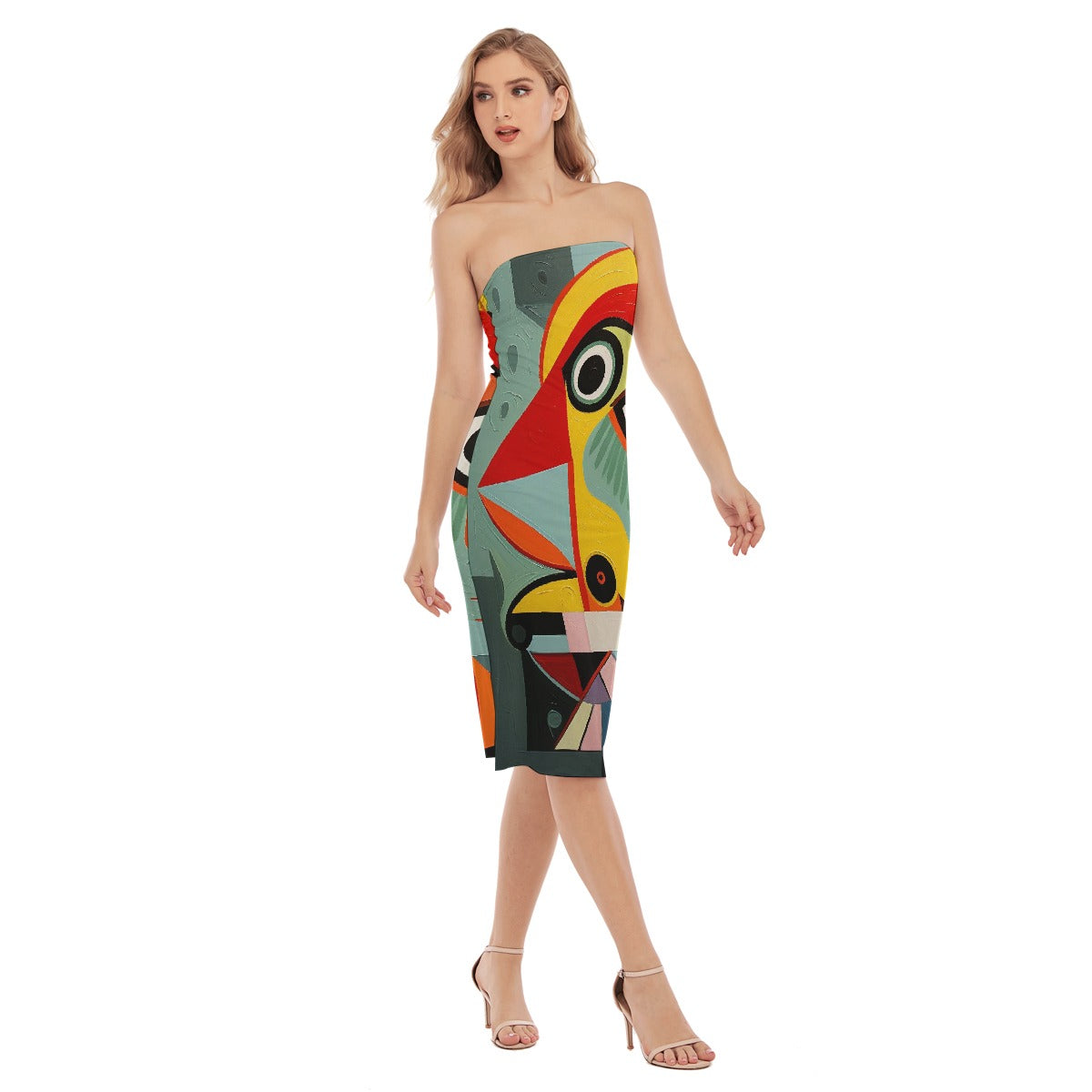 All-Over Print Women's Side Split Tube Top Dress