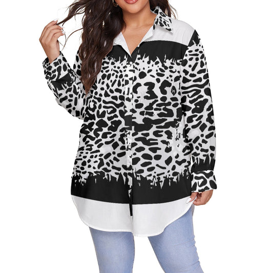 All-Over Print Women's Shirt With Long Sleeve(Plus Size)