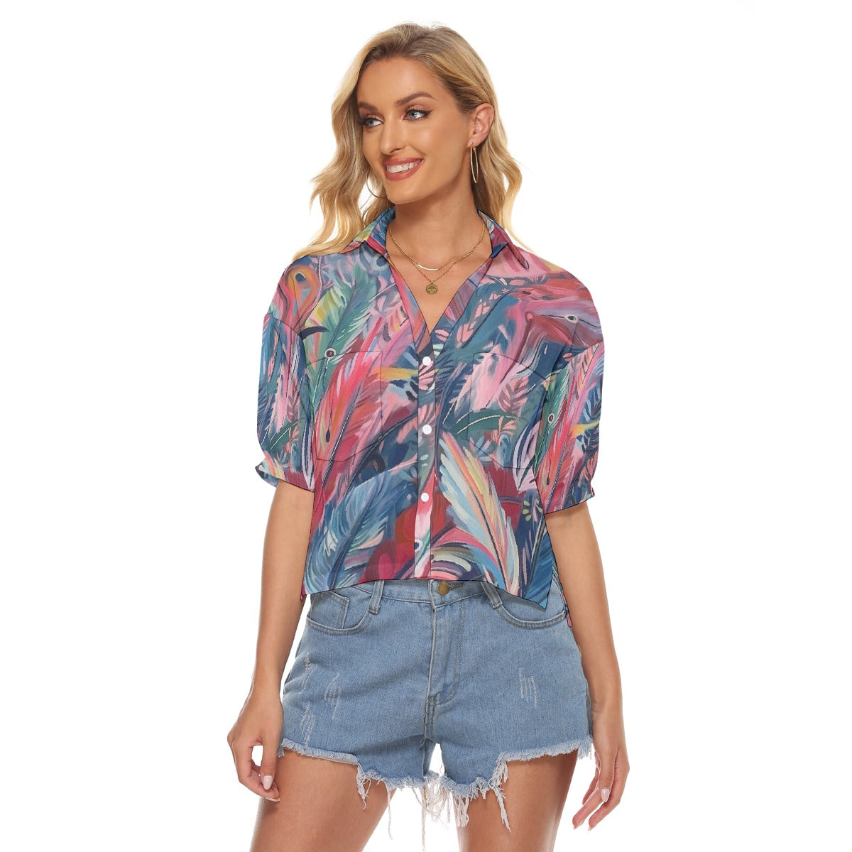 All-Over Print Women's V-neck Shirts