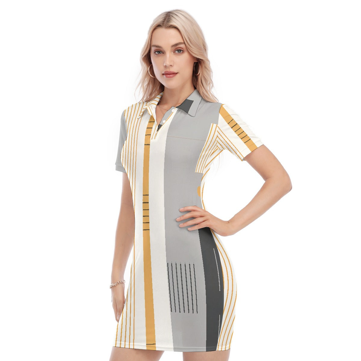 All-Over Print Women's Polo Collar Dress