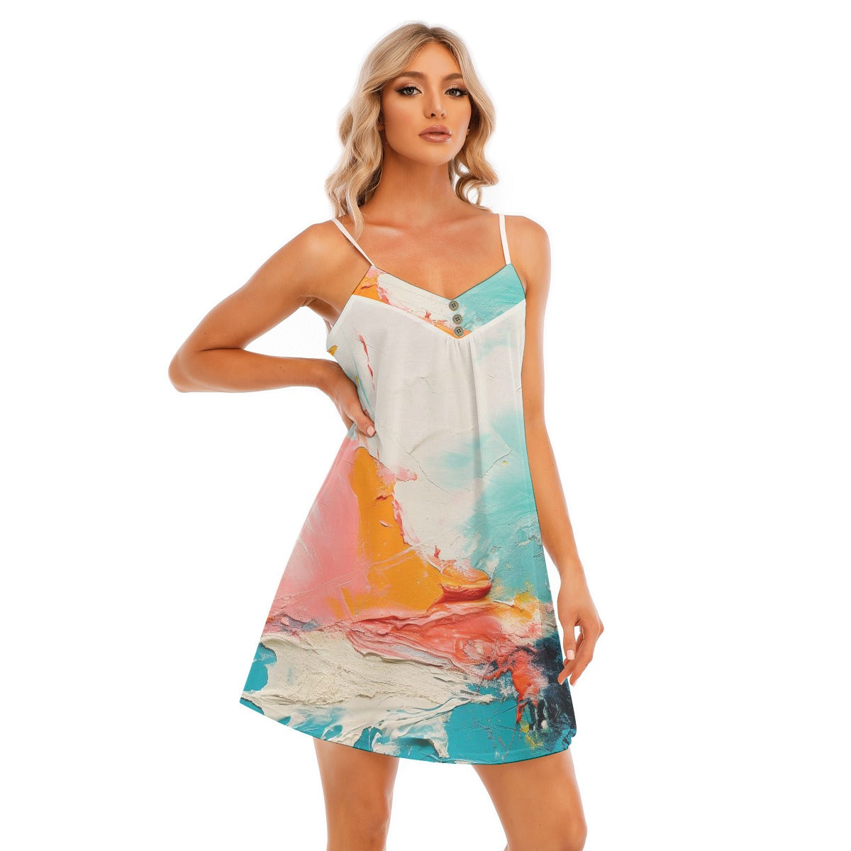 All-Over Print Women's V-neck Cami Dress