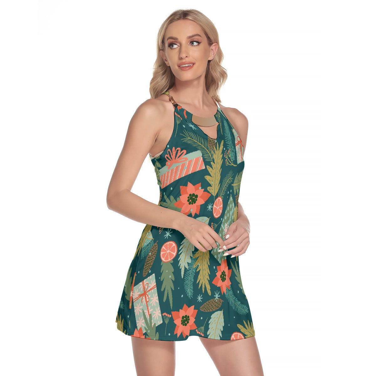 All-Over Print Women's Round Neck Above Knee Dress