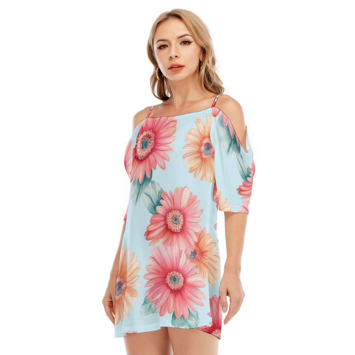 All-Over Print Women's Off-shoulder Cami Dress