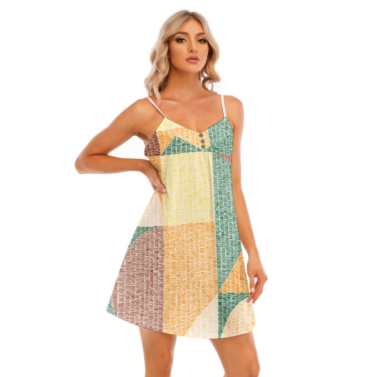 All-Over Print Women's V-neck Cami Dress