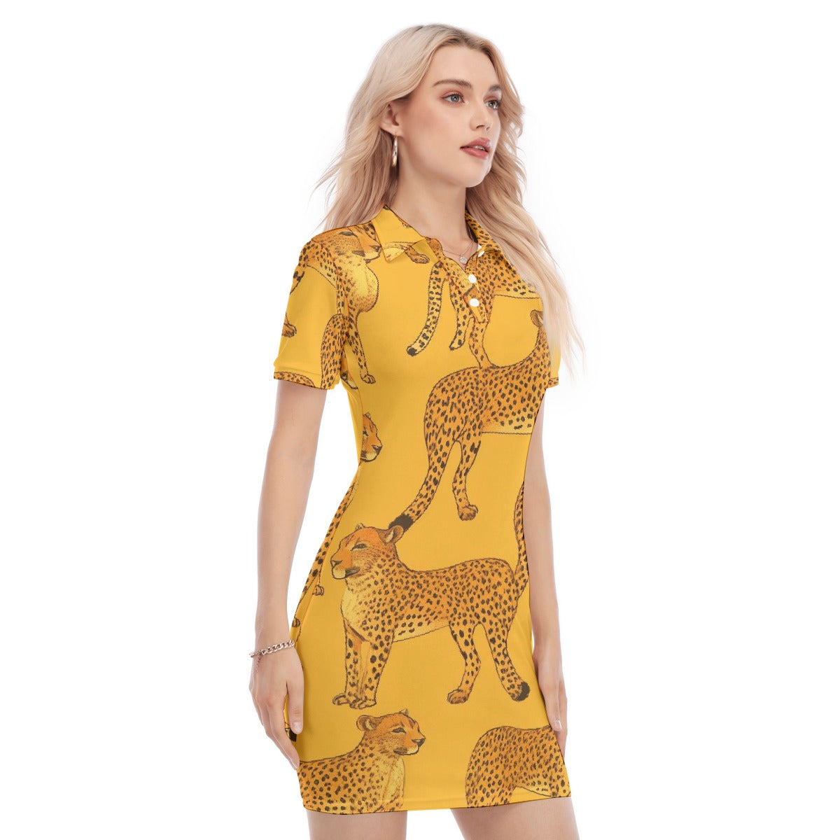 All-Over Print Women's Polo Collar Dress