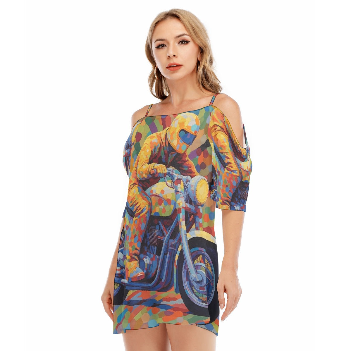 All-Over Print Women's Off-shoulder Cami Dress