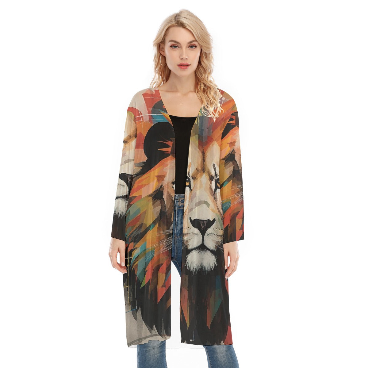 All- Over Print Women's Long Sleeve Mesh Cardigan