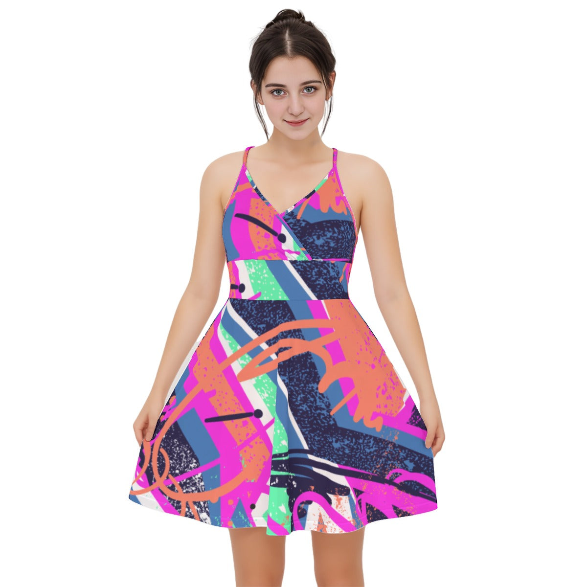 All-Over Print Women‘s Cross Cami Dress